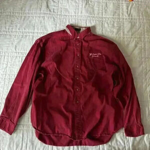 Vintage 90s wsu cougars crimson red button down shirt cotton Washington state